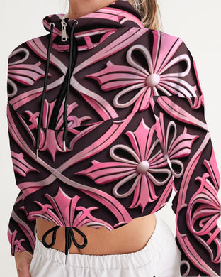 Rosa Y Negro 3D 2 Women's All-Over Print Cropped Windbreaker