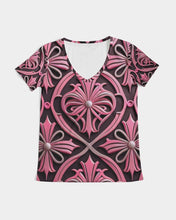 Load image into Gallery viewer, Rosa Y Negro 3D 2 Women&#39;s All-Over Print V-Neck Tee