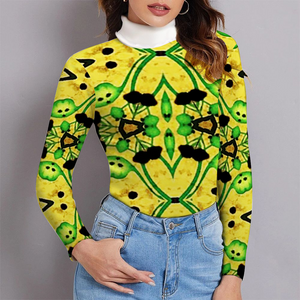 Custom All Over Print Women's Turtleneck Sweater Stylish Lapel Sweater