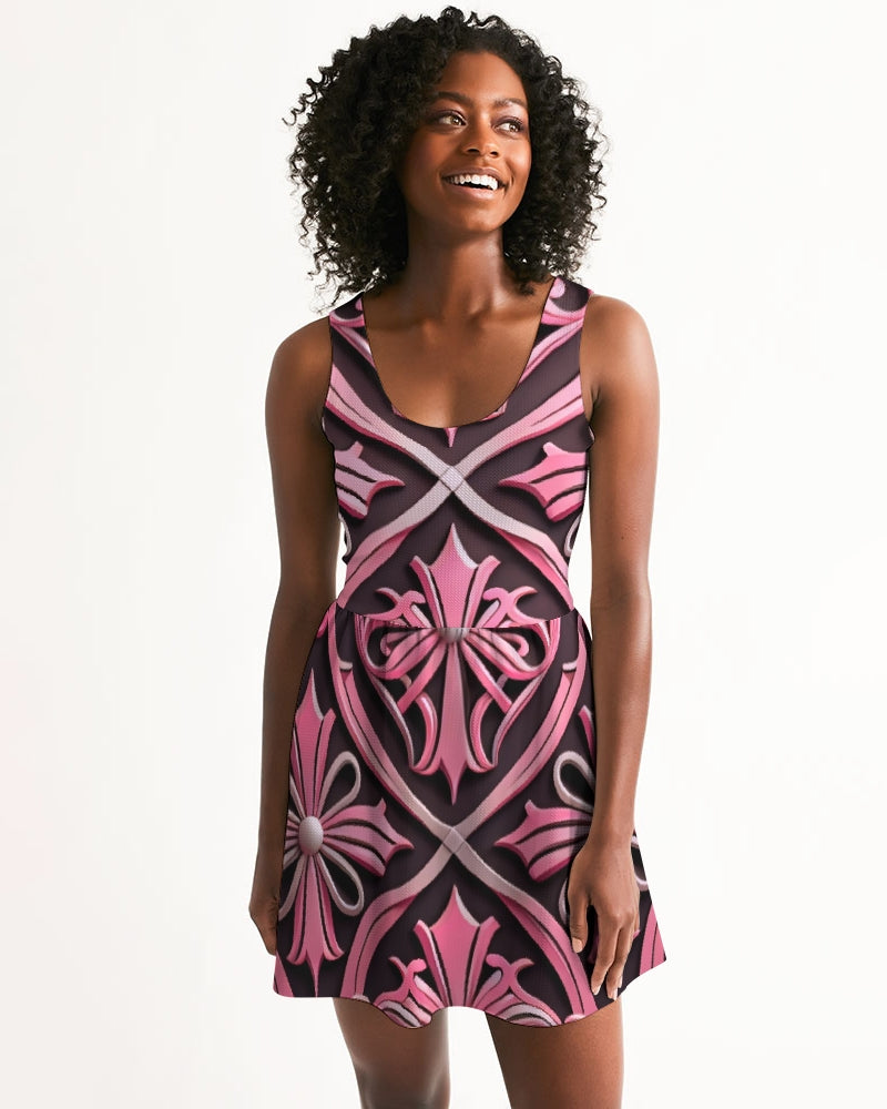 Rosa Y Negro 3D 2 Women's All-Over Print Scoop Neck Skater Dress