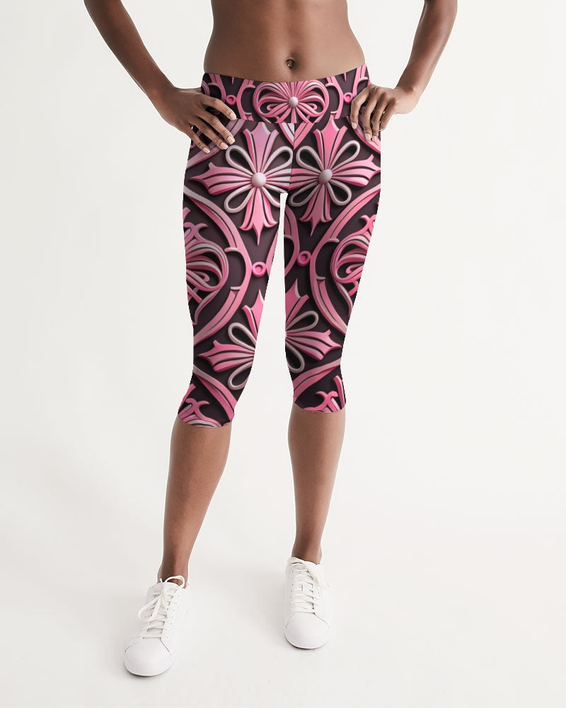 Rosa Y Negro 3D 2 Women's All-Over Print Mid-Rise Capri