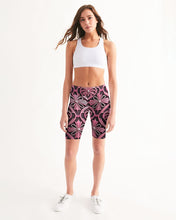 Load image into Gallery viewer, Rosa Y Negro 3D 2 Women&#39;s All-Over Print Mid-Rise Bike Shorts
