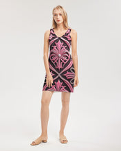 Load image into Gallery viewer, Rosa Y Negro 3D 2 Women&#39;s All-Over PrintRib Knit V Neck Mini Dress