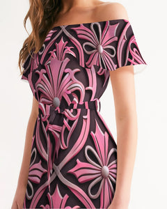 Rosa Y Negro 3D 2 Women's All-Over Print Off-Shoulder Dress