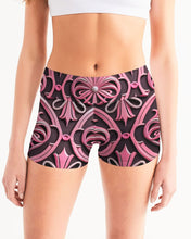 Load image into Gallery viewer, Rosa Y Negro 3D 2 Women&#39;s All-Over Print Mid-Rise Yoga Shorts
