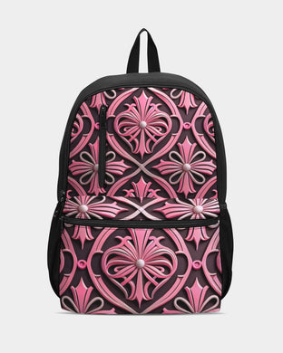 Rosa Y Negro 3D 2 Duo-Zip Front Canvas Backpack