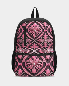 Rosa Y Negro 3D 2 Duo-Zip Front Canvas Backpack