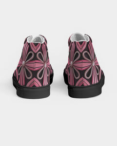 Rosa Y Negro 3D 2 Men's Hightop Canvas Shoe - Black