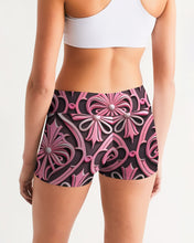 Load image into Gallery viewer, Rosa Y Negro 3D 2 Women&#39;s All-Over Print Mid-Rise Yoga Shorts