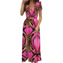 Cargar imagen en el visor de la galería, RYN1 Women&#39;s V-Neck Top and Long Skirt Set