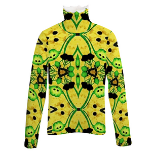 Custom All Over Print Women's Turtleneck Sweater Stylish Lapel Sweater