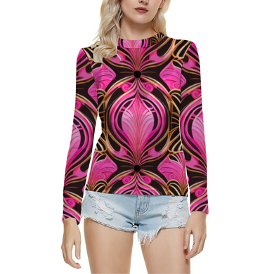 RYN1 Woman's See Through Mesh Long Sleeve Shirt