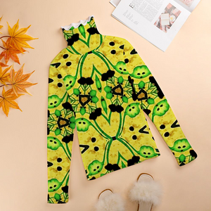 Custom All Over Print Women's Turtleneck Sweater Stylish Lapel Sweater