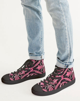 Rosa Y Negro 3D 2 Men's Hightop Canvas Shoe - Black