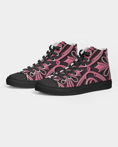 Rosa Y Negro 3D 2 Men's Hightop Canvas Shoe - Black