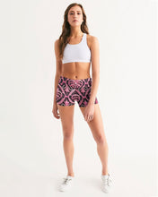 Load image into Gallery viewer, Rosa Y Negro 3D 2 Women&#39;s All-Over Print Mid-Rise Yoga Shorts