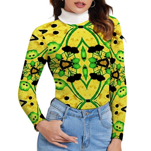 Custom All Over Print Women's Turtleneck Sweater Stylish Lapel Sweater