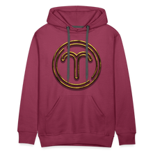 Load image into Gallery viewer, Aries 3D Gold Medallion Men’s Premium Hoodie - burgundy