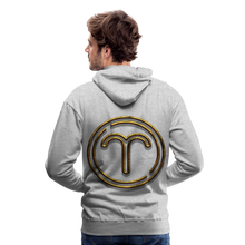 Load image into Gallery viewer, Aries 3D Gold Medallion Men’s Premium Hoodie - heather grey