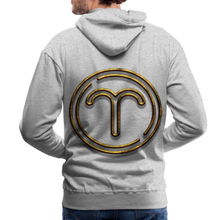 Load image into Gallery viewer, Aries 3D Gold Medallion Men’s Premium Hoodie - heather grey