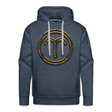 Load image into Gallery viewer, Aries 3D Gold Medallion Men’s Premium Hoodie - heather denim