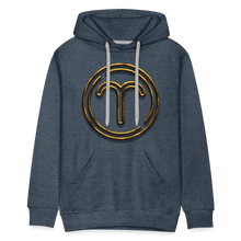 Load image into Gallery viewer, Aries 3D Gold Medallion Men’s Premium Hoodie - heather denim