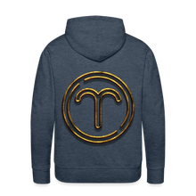 Load image into Gallery viewer, Aries 3D Gold Medallion Men’s Premium Hoodie - heather denim