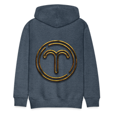 Load image into Gallery viewer, Aries 3D Gold Medallion Men’s Premium Hoodie - heather denim