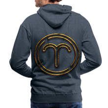 Load image into Gallery viewer, Aries 3D Gold Medallion Men’s Premium Hoodie - heather denim