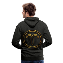 Load image into Gallery viewer, Aries 3D Gold Medallion Men’s Premium Hoodie - charcoal grey