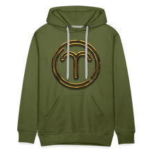 Load image into Gallery viewer, Aries 3D Gold Medallion Men’s Premium Hoodie - olive green