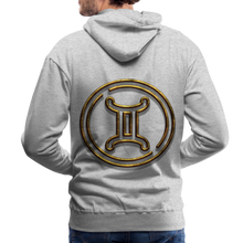 Load image into Gallery viewer, Gemini 3D Gold Men’s Premium Hoodie - heather grey