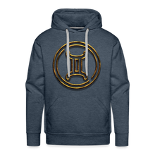 Load image into Gallery viewer, Gemini 3D Gold Men’s Premium Hoodie - heather denim
