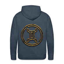 Load image into Gallery viewer, Gemini 3D Gold Men’s Premium Hoodie - heather denim