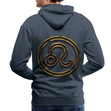 Load image into Gallery viewer, Leo 3D Gold Men’s Premium Hoodie - heather denim