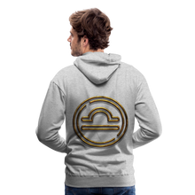 Load image into Gallery viewer, Libra 3D Gold Men’s Premium Hoodie - heather grey