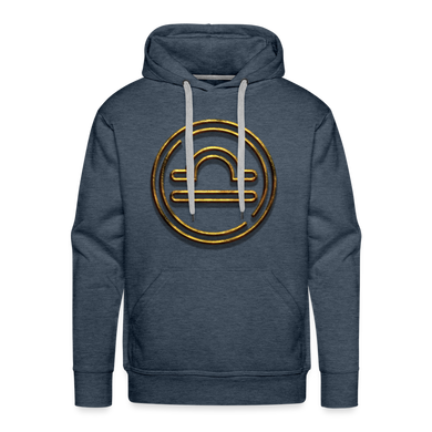 Libra 3D Gold Men’s Premium Hoodie - heather denim