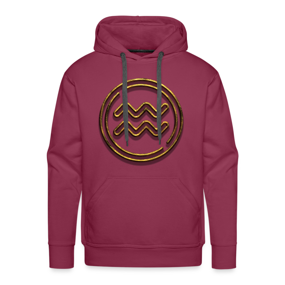 Aquarius 3D Gold Men’s Premium Hoodie - burgundy