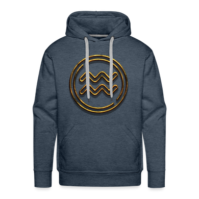 Aquarius 3D Gold Men’s Premium Hoodie - heather denim