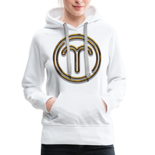 Load image into Gallery viewer, Aries 3D Gold Women’s Premium Hoodie - white