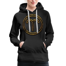Load image into Gallery viewer, Aries 3D Gold Women’s Premium Hoodie - black