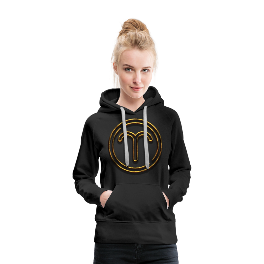 Aries 3D Gold Women’s Premium Hoodie - black