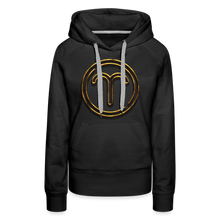 Load image into Gallery viewer, Aries 3D Gold Women’s Premium Hoodie - black