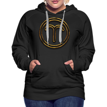 Load image into Gallery viewer, Aries 3D Gold Women’s Premium Hoodie - black