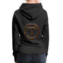 Load image into Gallery viewer, Aries 3D Gold Women’s Premium Hoodie - black