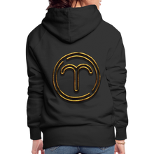 Load image into Gallery viewer, Aries 3D Gold Women’s Premium Hoodie - black