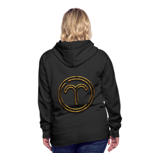 Load image into Gallery viewer, Aries 3D Gold Women’s Premium Hoodie - black