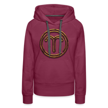 Load image into Gallery viewer, Aries 3D Gold Women’s Premium Hoodie - burgundy
