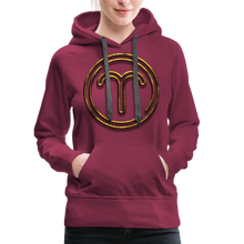 Load image into Gallery viewer, Aries 3D Gold Women’s Premium Hoodie - burgundy
