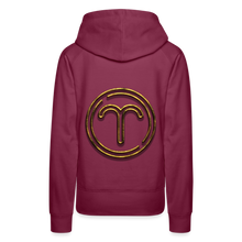 Load image into Gallery viewer, Aries 3D Gold Women’s Premium Hoodie - burgundy